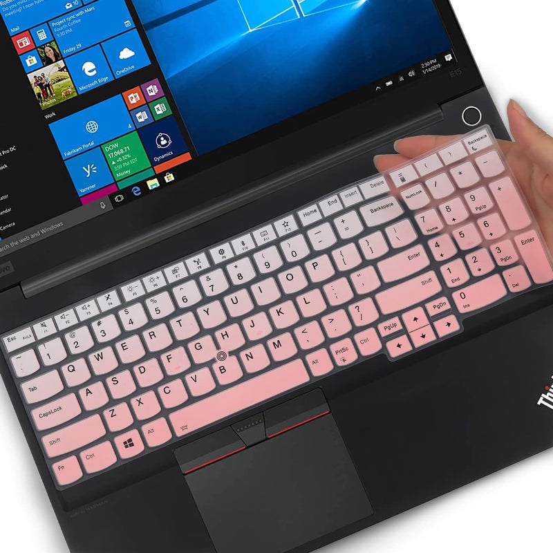 MUBUY-GOL Keyboard Cover for 15.6" Lenovo ThinkPad E15 E580 E590 E595, ThinkPad L15 Gen 2 1 L580 L590 |ThinkPad 15 P51S P52 P52S P53 P72 P73 T15 T15p T570 T575 T580 T590 with Numeric Keypad US Layout -GPink - Image 1